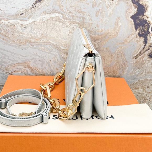 Louis Vuitton Coussin BB Monogram Silver Lambskin Embossed Crossbody Bag - Picture 4 of 12